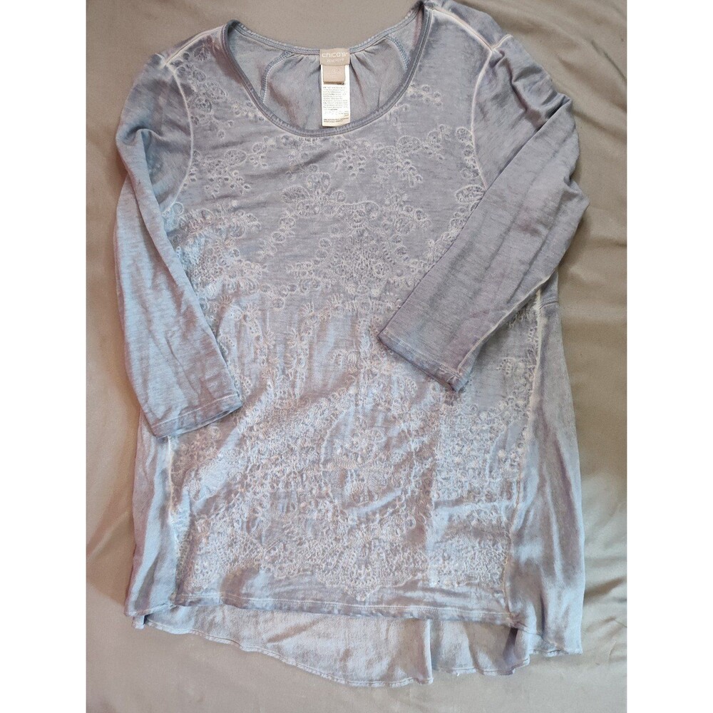Women's Chico's Zenergy Long Sleeve Tunic Top Blue Small
